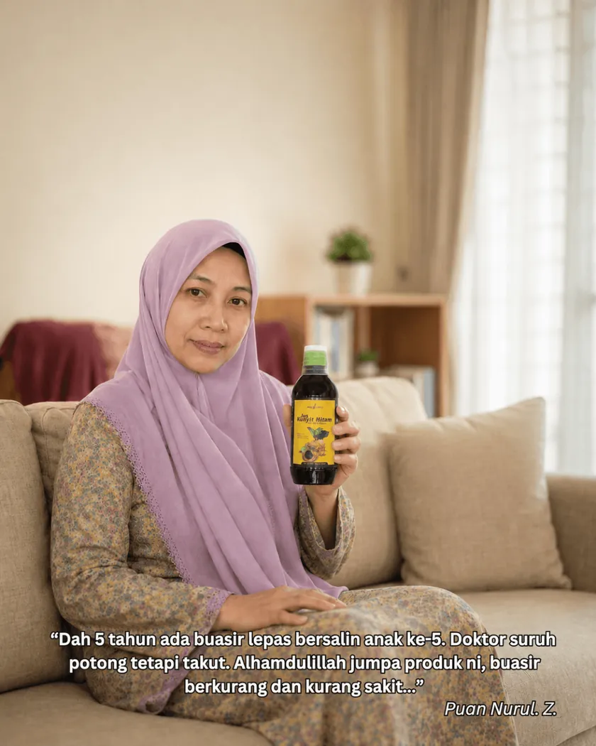 Ibu lepas bersalin lega dari buasir dengan Jus Kunyit Hitam